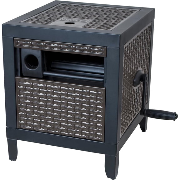 Hose Reel Cabinet Box 100 Ft Capacity Decorative Outdoor Water Pipe Hideaway Storage With Wicker Look Auto Track Rewinding System And Soft Touch Metal Crank Handle Black