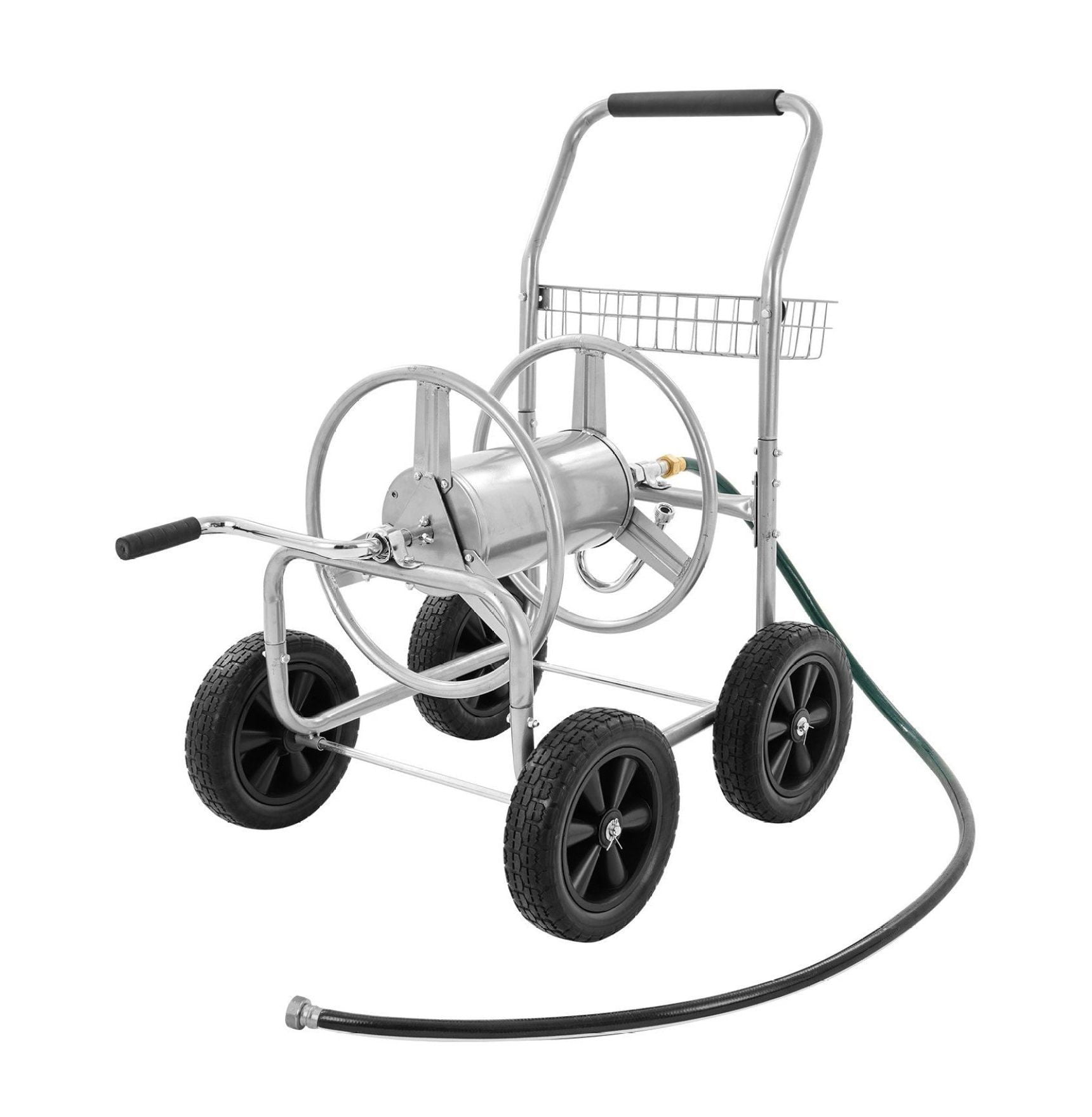 Hose Reel Cart 300ft 5/8'' Garden Hose, Mobile Water Hose Cart with 4 Wheels, Heavy Duty Steel Hose Reel for Yard, Lawn, Outdoor Use