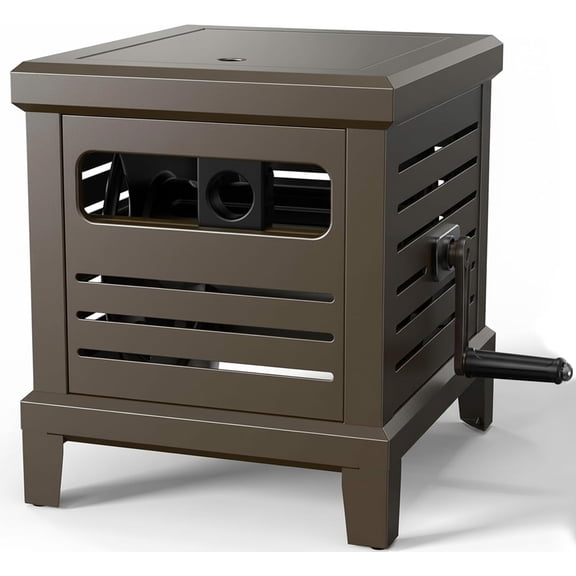 Hose Reel, Heavy Duty Metal Deck Box Hideaway Holds 125 ft x 5/8" Hose, Garden Reel with Nr-Leak System, Manual Crank Handle, Guide, Ideal for Yards, Patios, and Sheds