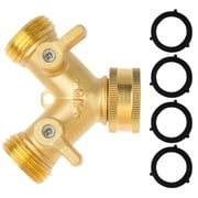 Hose Splitter 2 Way,Heavy Duty Garden Hose Splitter,Solid Brass Y Connector Hose Adapter,Water Hose Splitter with 4 Rubber Hose Washers