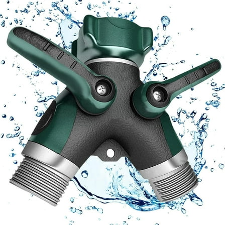 Hose Splitter, Sherry 2 Way Heavy Duty, Solid Brass Garden Faucet, Faucet Splitter, Hose y Splitter, Garden Hose y Splitter, Hose Bib Splitter, All Metal, with Shut off Valve
