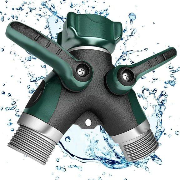 Hose Splitter, Sherry 2 Way Heavy Duty, Solid Brass Garden Faucet, Faucet Splitter, Hose y Splitter, Garden Hose y Splitter, Hose Bib Splitter, All Metal, with Shut off Valve