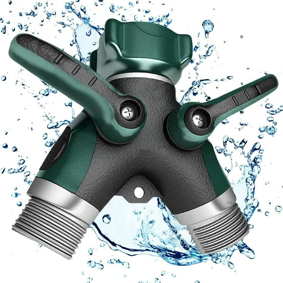 Hose Splitter, Sherry 2 Way Heavy Duty, Solid Brass Garden Faucet, Faucet Splitter, Hose y Splitter, Garden Hose y Splitter, Hose Bib Splitter, All Metal, with Shut off Valve