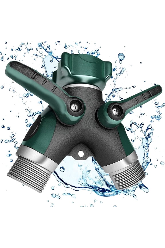 Hose Splitter, Sherry 2 Way Heavy Duty, Solid Brass Garden Faucet, Faucet Splitter, Hose y Splitter, Garden Hose y Splitter, Hose Bib Splitter, All Metal, with Shut off Valve