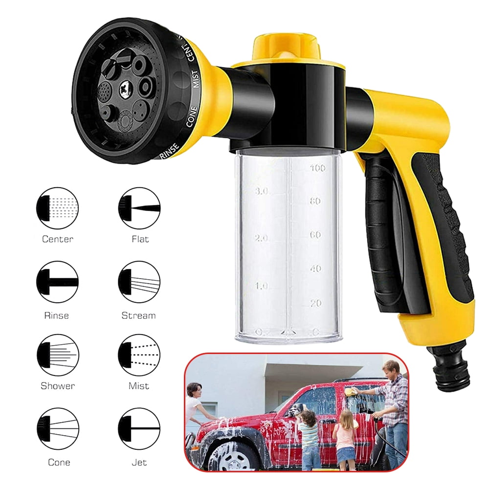 Hose Spray Nozzle, High Pressure Garden Hose Nozzle with Soap Dispenser, Car Wash Foam Gun for Watering Plants, Cleaning