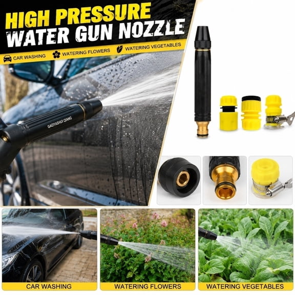 Hose Sprayer Nozzle, Jet Nozzle for Garden Hose, Hose Fittings, Water Sprayer for Hose, 7X1 in 7X1 in Multi-Functional High Pressure Nozzle Kit for Gentle Flower Misting, Full