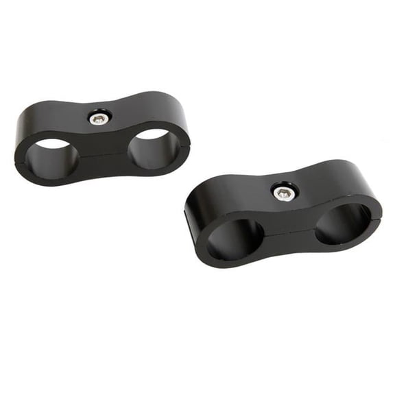 Hose & Tube Separator with Two 6AN Holes, Black Anodize - Pack of 2