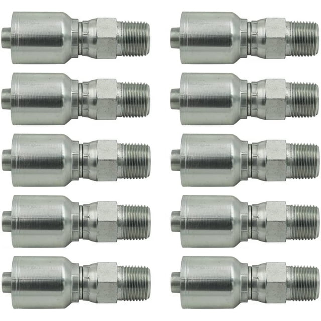 Hose x 1/4" NPTF Male Pipe Swivel Hydraulic Hose Ends Crimp Fitting