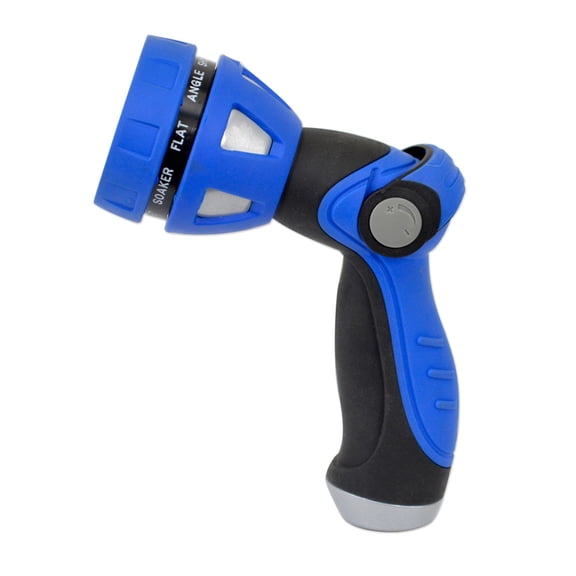 HoseCoil Thumb Lever Nozzle w/Metal Body & Nine Pattern Adjustable Spray Head | Bundle of 2