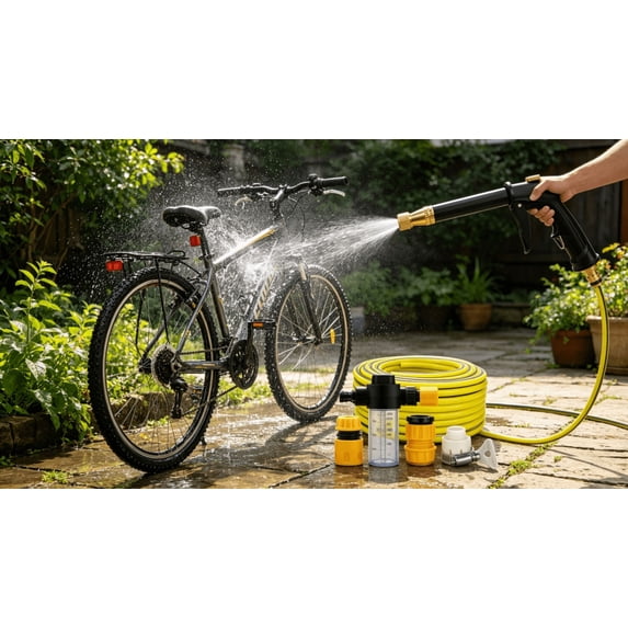 HoseHawk Pressure Washer, Hose Hawk Pro - Professional Water Pressure in a Compact Design, Multi Function High Pressure Hose Nozzle for Driveway Patio Deck Fence Car Siding(5 meters round pipe)