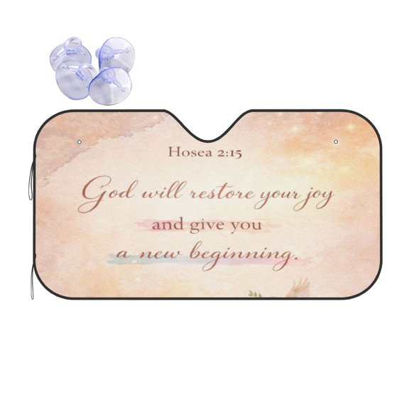 Hosea God Will Restore Your Joy Floral Foldable Car Windshield Sun Shade, UV Protection Heat Shield