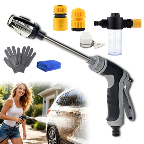 Hosehawk Pressure Washer, Hose Hawk Pro Hose Nozzle with Foam Pot, 360° Rotating Multi-Function High Pressure Sprayer with 3 Spray Modes for Yard, Car, Driveway Cleaning