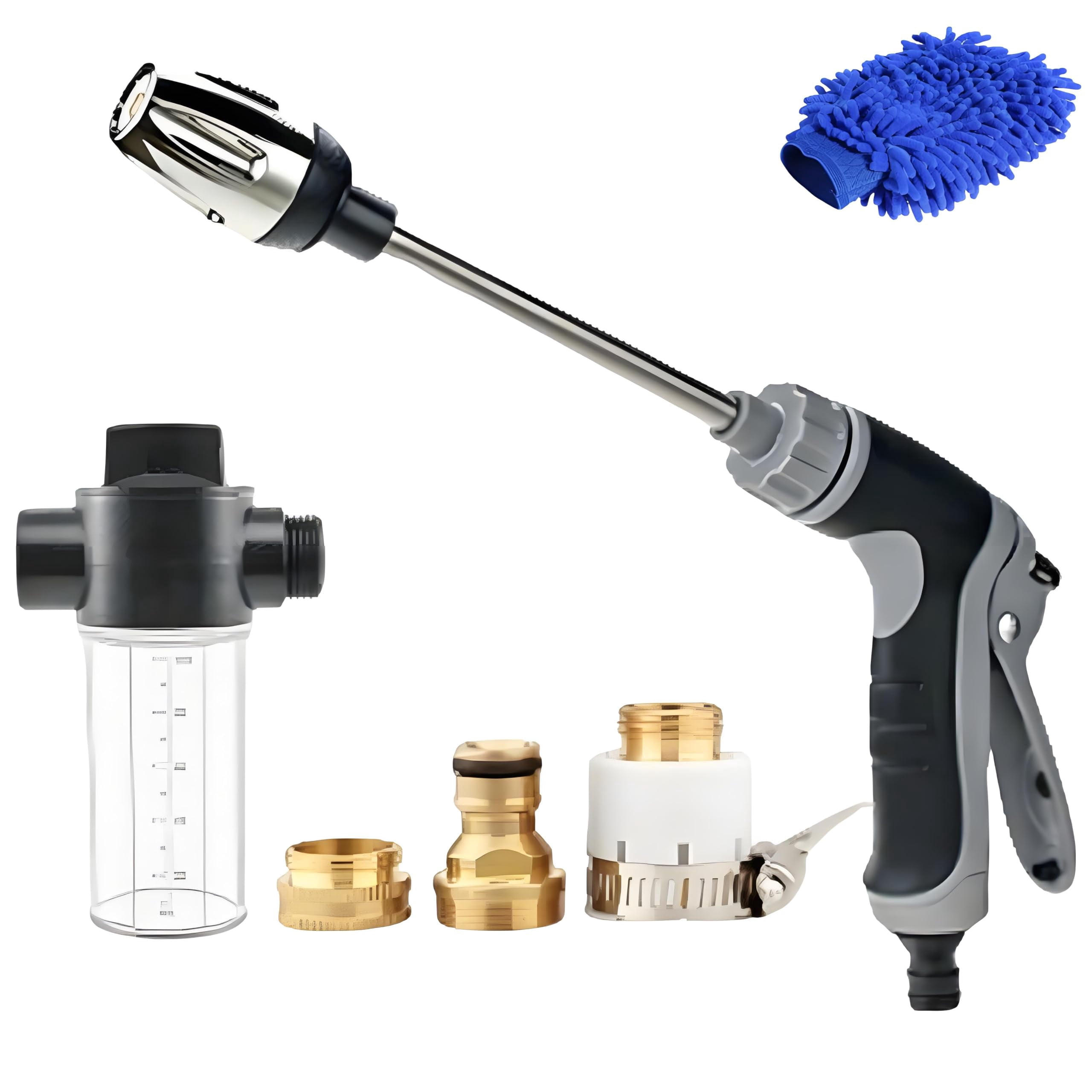 Hosehawk Pro Pressure Washer, Hose Hawk Compressor Hose Spray Nozzle Gun, 360° Rotating Garden Hose Spray Nozzle with Foam Dispenser