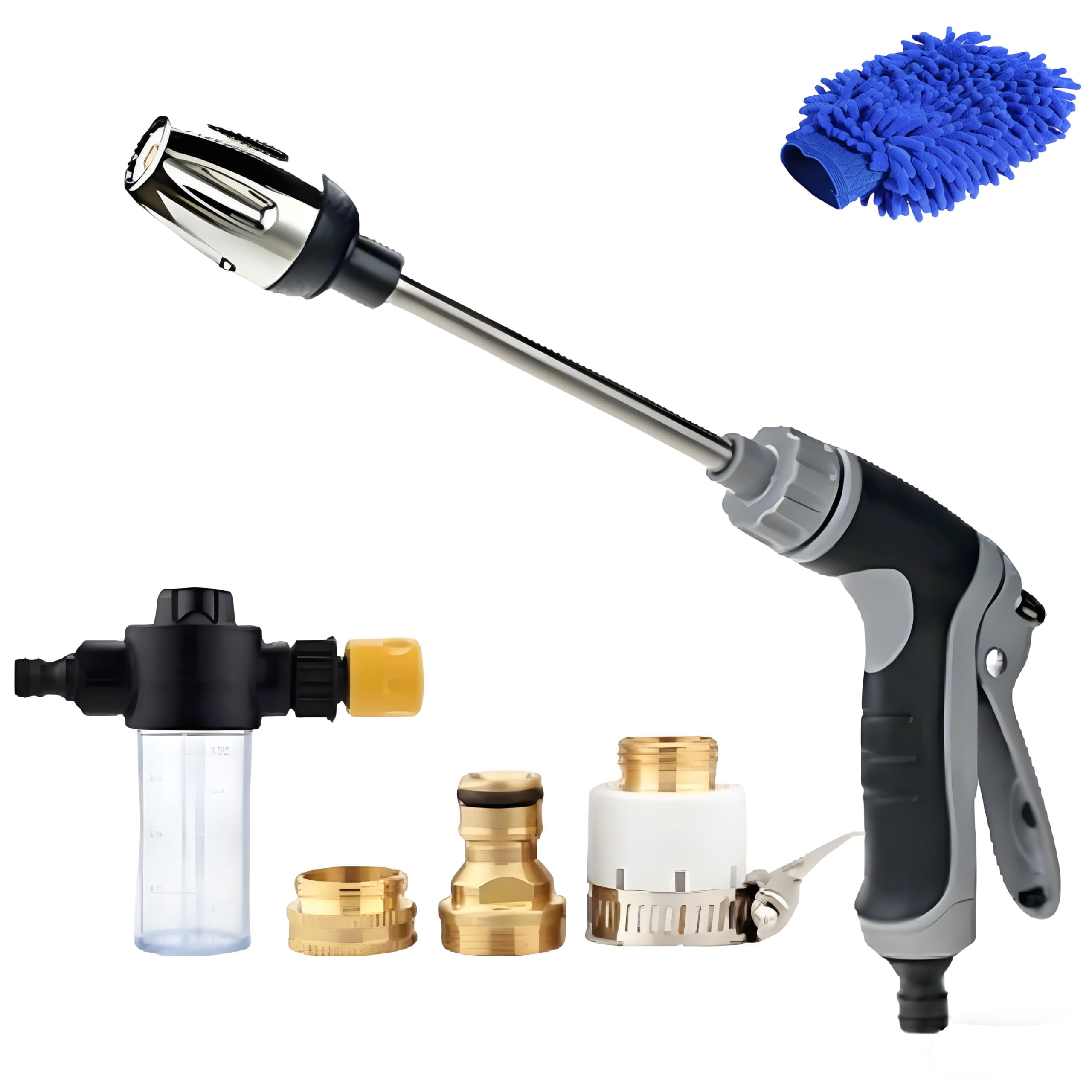 Hosehawk Pro Pressure Washer, Hose Hawk Compressor Hose Spray Nozzle Gun, 360° Rotating Garden Hose Spray Nozzle with Foam Dispenser