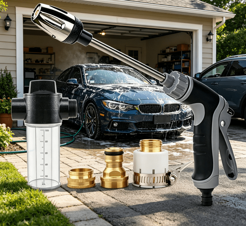 Hosehawk Pro Rust-Proof Pressure Washer, Electroplated Shell & Comfort Grip, 360° Adjustable Spray for Pet Bathing & Car Washing