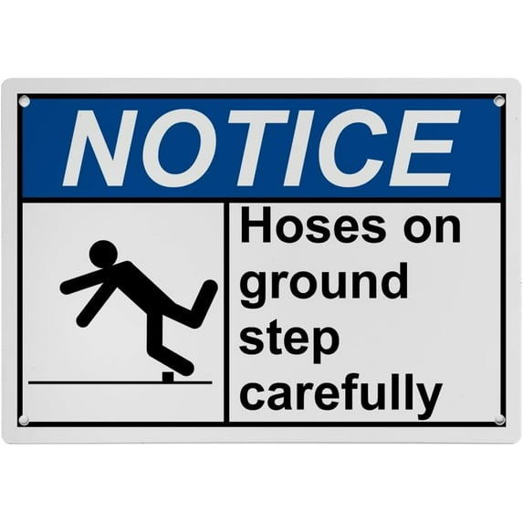 Hoses on Ground Watch Your Step Sign, Industrial Caution Sign 8"x12" UV Resistant for Indoor Outdoor Workplace