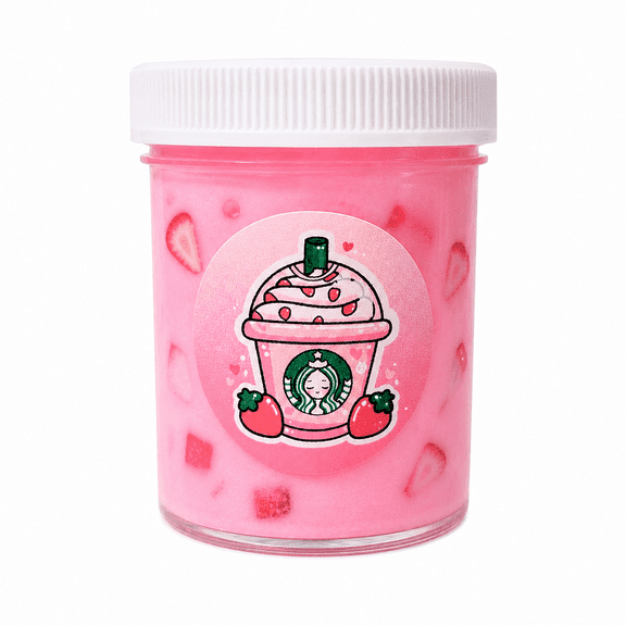 Hoshimi Slimes Pink Drink Thick Glossy Slime, Strawberry Coconut Scent, 4 oz