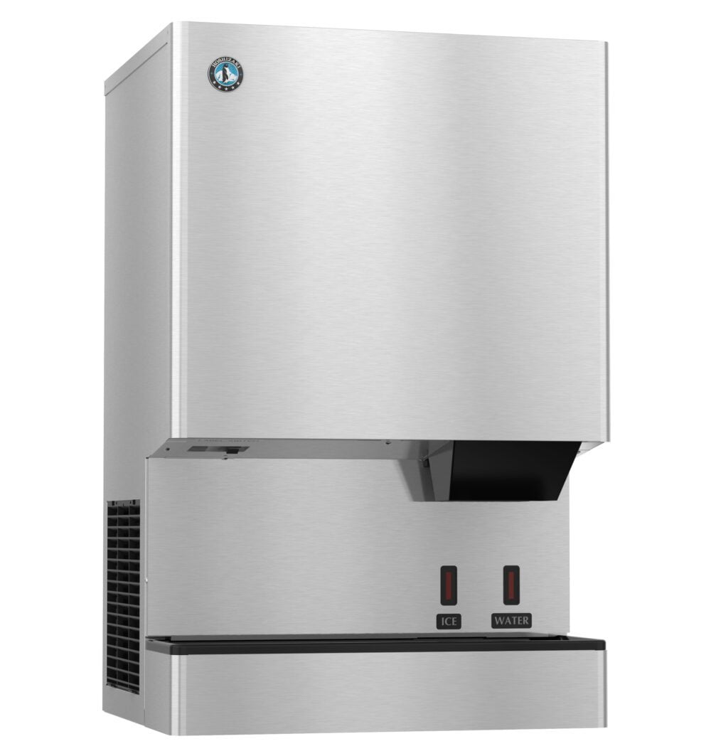 Hoshizaki DCM-300BAK-OS Cubelet Ice Machine and Water Dispenser, Air-Cooled, Hands-Free, Built-in Storage Bin