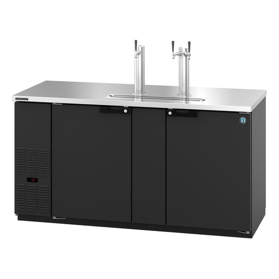 Hoshizaki DD69 Refrigerator, Two Section, Black Vinyl Back Bar Direct Draw, Solid Doors