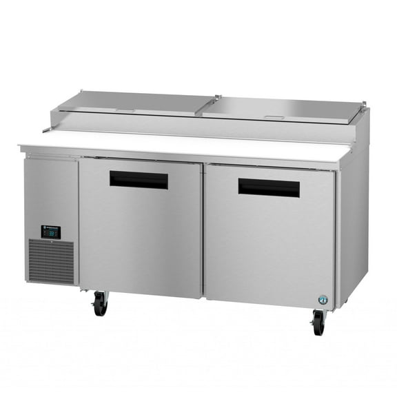 Hoshizaki PR67B Refrigerator, Two Section Pizza Prep Table, Stainless Doors