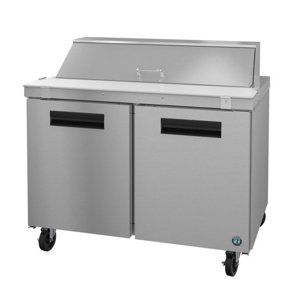 Hoshizaki SR48B-12 Refrigerator, Two Section Sandwich Prep Table, Stainless Doors