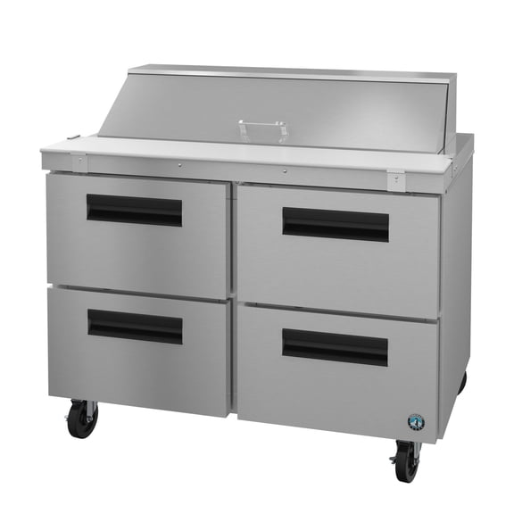 Hoshizaki SR48B-12D4 Refrigerator, Two Section Sandwich Prep Table, Stainless Drawers