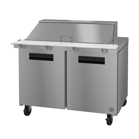 Hoshizaki SR48B-18M Refrigerator, Two Section Mega Top Prep Table, Stainless Doors