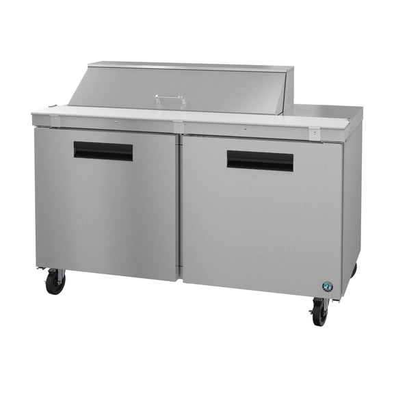 Hoshizaki SR60B-12 Refrigerator, Two Section Sandwich Prep Table, Stainless Doors