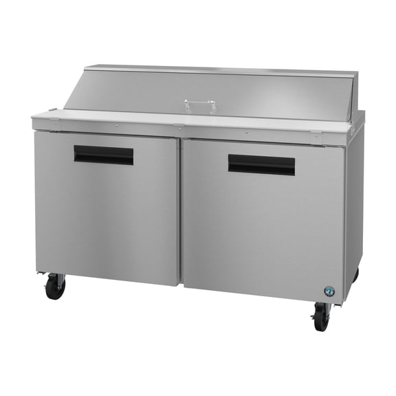 Hoshizaki SR60B-16 Refrigerator, Two Section Sandwich Prep Table, Stainless Doors