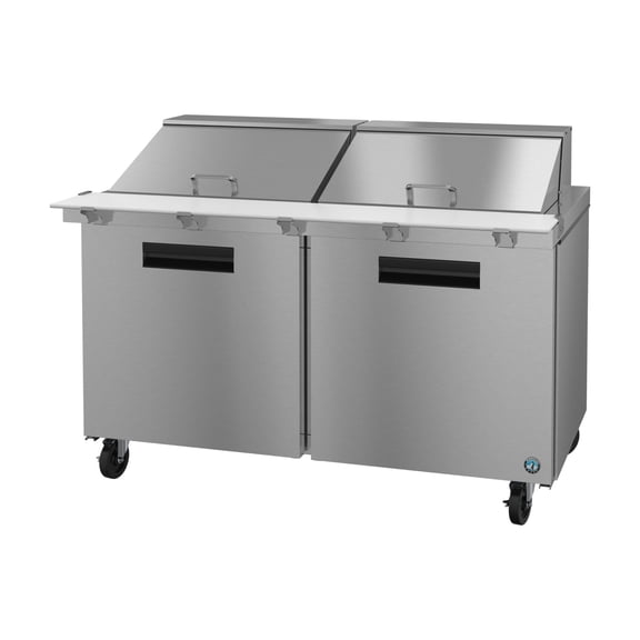 Hoshizaki SR60B-24M Refrigerator, Two Section Mega Top Prep Table, Stainless Doors