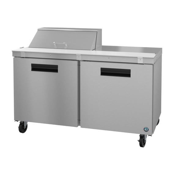 Hoshizaki SR60B-8 Refrigerator, Two Section Sandwich Prep Table, Stainless Doors