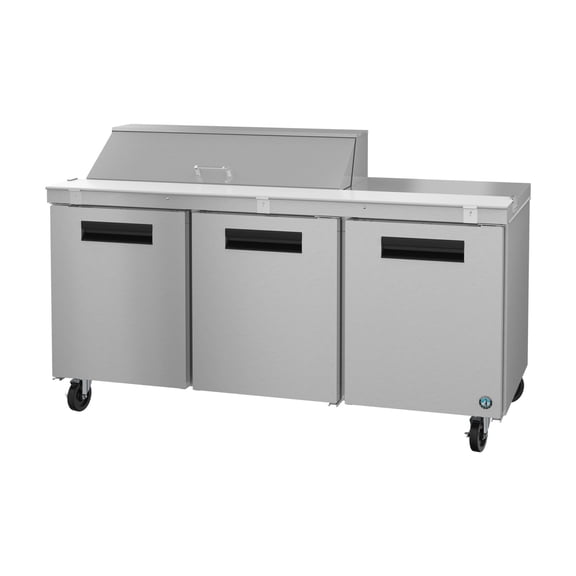 Hoshizaki SR72B-12 Refrigerator, Three Section Sandwich Prep Table, Stainless Doors