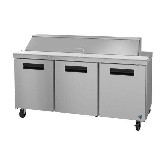 Hoshizaki SR72B-18 Refrigerator, Three Section Sandwich Prep Table, Stainless Doors