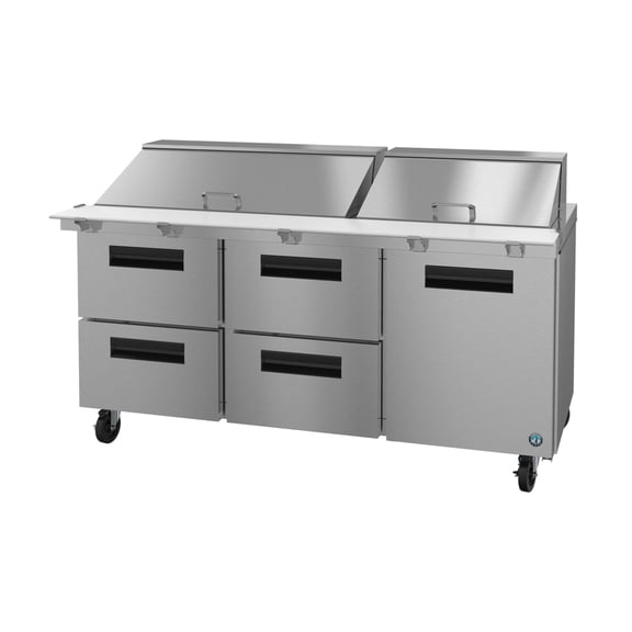 Hoshizaki SR72B-30MD4 Refrigerator, Three Section Mega Top Prep Table, Drawer/Door Combo