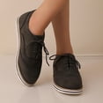thumbnail image 1 of Hoshose Fashion Casual Womens Flat Shoes Lace up Solid Color Round Toe Comfortable Slip on Walking Sneakers Shoes for Women, 1 of 6