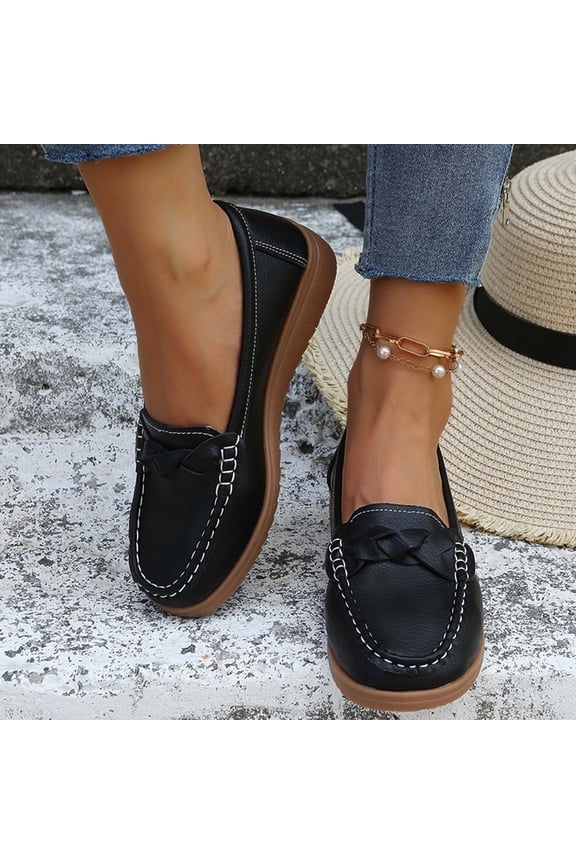 Fashion Casual Womens Flat Shoes Plus Size Round Toe Comfortable Slip on Walking Sneakers Shoes for Women Breathable