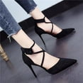 thumbnail image 1 of Hoshose Fashion Casual Womens Stiletto Shoes Pointy Toe Shallow out Cross Strap Breathable Dressy Shoes for Women Soft Soled, 1 of 8