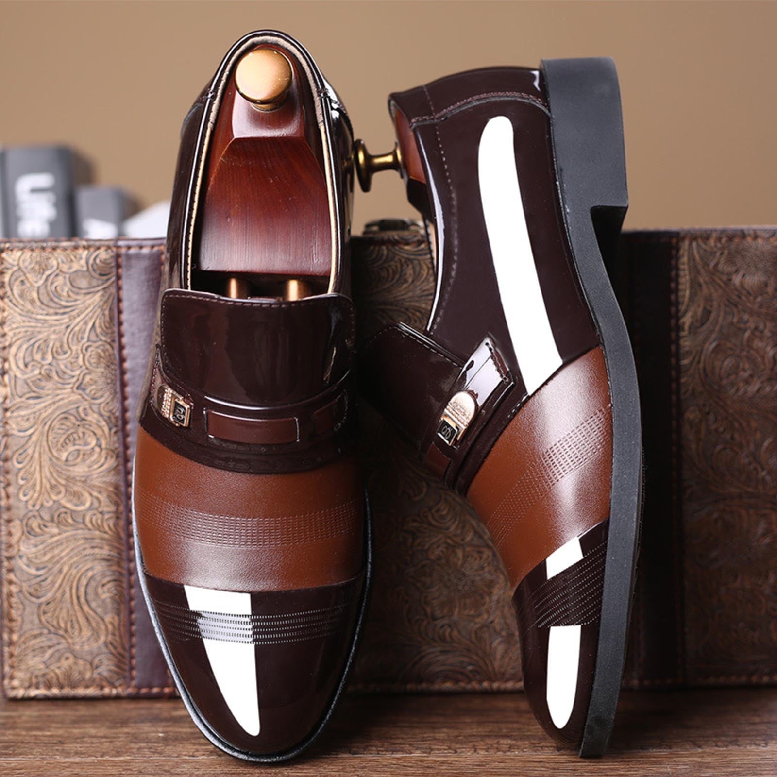 Wensltd Fashion Men's Dress Shoes Leather Breathable Soft Sole Lace Up Slip  on Business Formal Shoes Comfort - Walmart.com