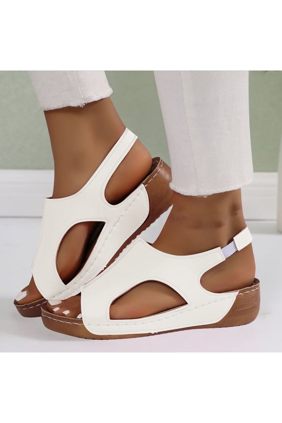 Fashion Roman Womens Wedge Sandals Wide Width Dressy Sandals Slip on Summer Beach Sandals Comfortable