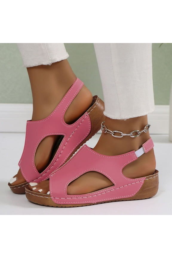 Fashion Roman Womens Wedge Sandals Wide Width Dressy Sandals Slip on Summer Beach Sandals Comfortable