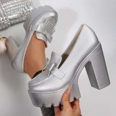 Hoshose Heels for Women Mary Jane Shoes Round Toe Chunky Heel Work Dress Pumps