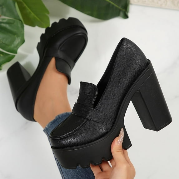 Hoshose Heels for Women Mary Jane Shoes Round Toe Chunky Heel Work Dress Pumps