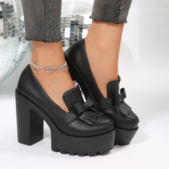 Hoshose Heels for Women Mary Jane Shoes Round Toe Chunky Heel Work Dress Pumps