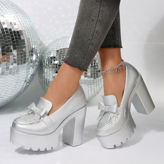 Hoshose Heels for Women Mary Jane Shoes Round Toe Chunky Heel Work Dress Pumps