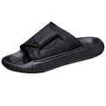 thumbnail image 1 of Wensltd Mens Sandals Black Summer Open Toe Slides Soft Comfy Beach Home Slippers, 1 of 2