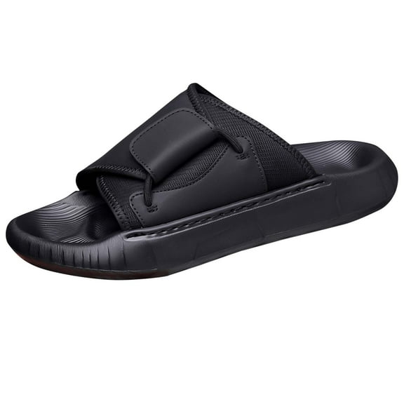 Wensltd Mens Sandals Black Summer Open Toe Slides Soft Comfy Beach Home Slippers