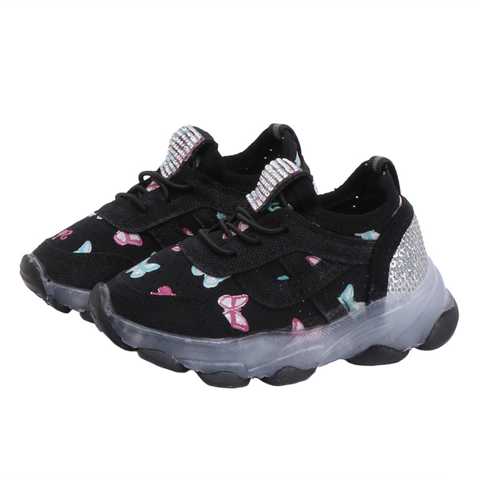 Hoshose New Kid Girls Casual Shoes Soft Soled Luminous Sneakers for Girls Walking Shoes Princess Shoes for Girls 5-6 Years Old
