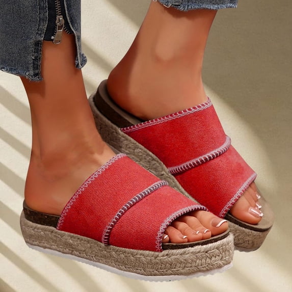 Hoshose Platform Sandals Women with Soft Cushioned Footbed Open Toe Slip On Slippers for Summer