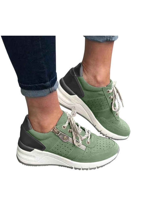 Platform Sneakers for Women Orthopedic Lace-Up Shoes Ventilated Running/Gym Wedge Shoes for Plus Size Ladies