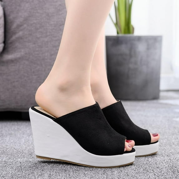 Hoshose Sandals for Women Platform Peep-Toe Sandals - Synthetic Leather, Non-Slip Wedge Heel & Arch Support, Wide Sizes